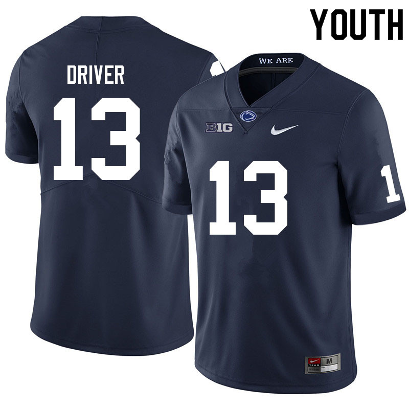 Youth #13 Cristian Driver Penn State Nittany Lions College Football Jerseys Sale-Navy